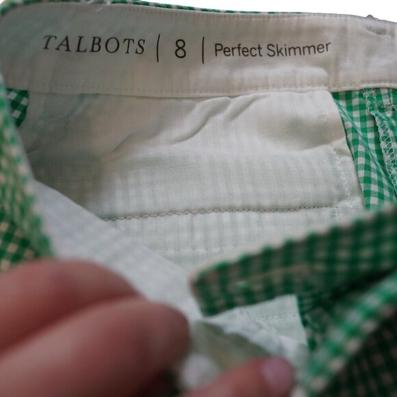 EUC Talbots‎ Green Gingham Perfect Skimmer Cropped Pants Size 8 - Picture 12 of 13
